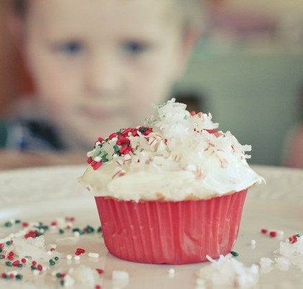 decorated Christmas cupcake